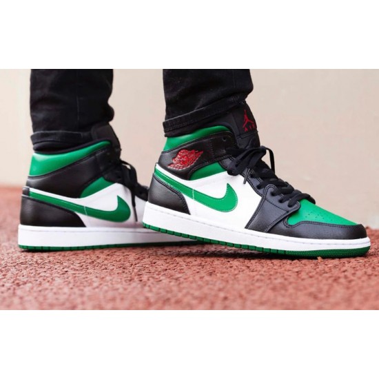 554725-067 Air Jordan 1 Mid Pine Gree Pinegreen/White-Black-Universityred