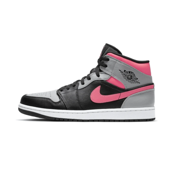 554724-059 Air Jordan 1 Mid Pink Shadow Black/Hot Punch-Light Smoke Gray 