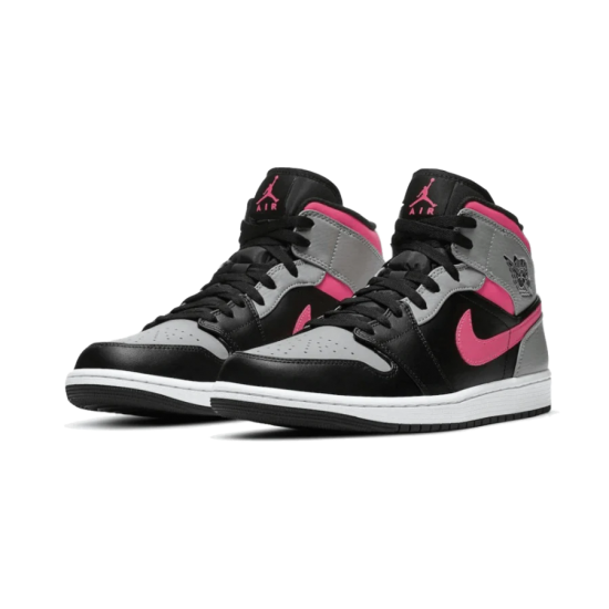 554724-059 Air Jordan 1 Mid Pink Shadow Black/Hot Punch-Light Smoke Gray 