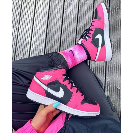 555112-002 Air Jordan 1 Mid Pinksicle Black/White-Pinksicle