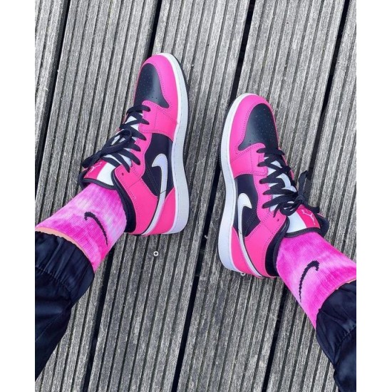 555112-002 Air Jordan 1 Mid Pinksicle Black/White-Pinksicle