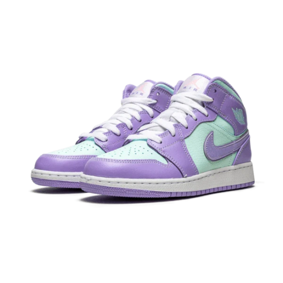 554725-500 Air Jordan 1 Mid Purple Aqua Purple/Aqua-White