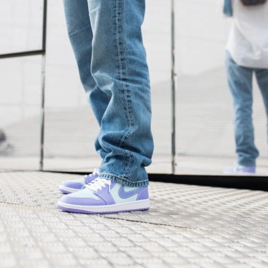 554725-500 Air Jordan 1 Mid Purple Aqua Purple/Aqua-White