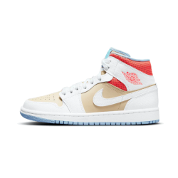 CZ0774-200 Air Jordan 1 Mid Se Sesame Sesame/White-Flash Crimson-Psychic Blue