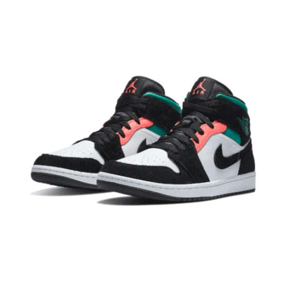 852542-116 Air Jordan 1 Mid Se South Beach White/Black-Pink-Green