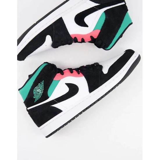 852542-116 Air Jordan 1 Mid Se South Beach White/Black-Pink-Green