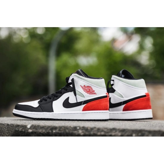 852542-100 Air Jordan 1 Mid Se Union Black Toe White/Black-Lightsmokegray-Gymred