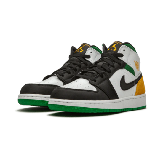 BQ6931-101 Air Jordan 1 Mid Se White Laser Orange Lucky Green White/Laserorange-Black-Luckygreen