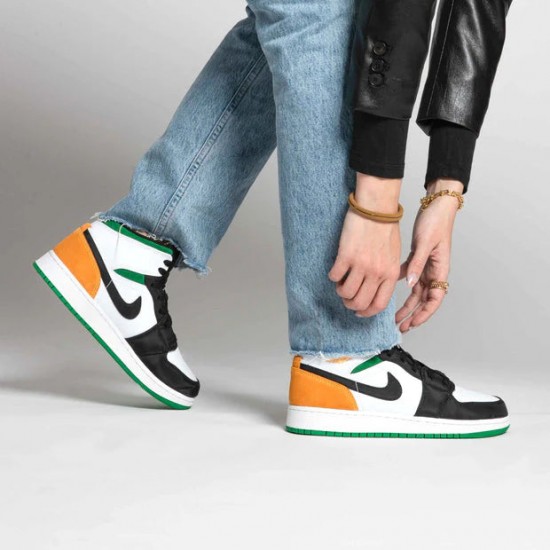 BQ6931-101 Air Jordan 1 Mid Se White Laser Orange Lucky Green White/Laserorange-Black-Luckygreen