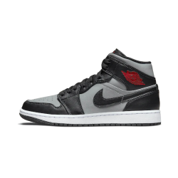 554724-096/554725-096 Air Jordan 1 Mid Shadow Red Black/Particle Gray-White-Gym Red 