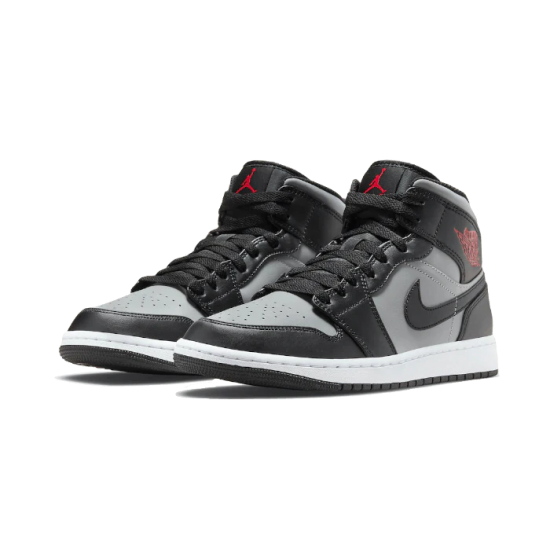 554724-096/554725-096 Air Jordan 1 Mid Shadow Red Black/Particle Gray-White-Gym Red 