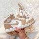 DA8005-100 Air Jordan 1 Mid Tan Gum Sail/Black-Cider-Chile Red 