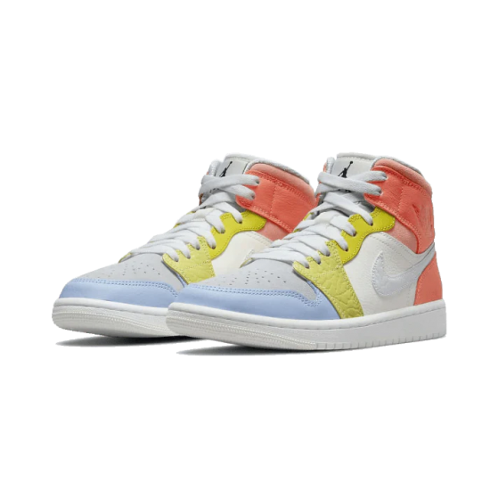 DJ6908-100 Air Jordan 1 Mid To My First Coach White/Opti Yellow/Zitron/Psychic Blue