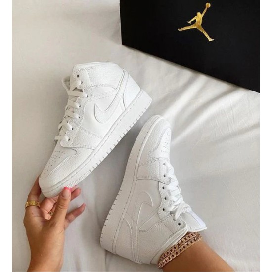 554725-130 Air Jordan 1 Mid Triple White White/White/White