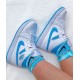 BQ6472-114 Air Jordan 1 Mid Unc Universityblue/White