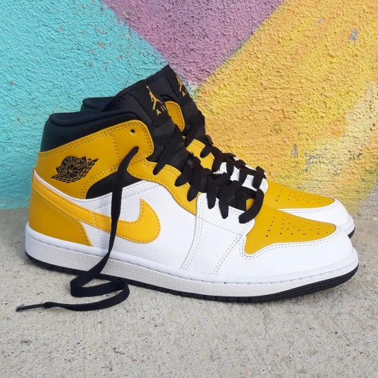 554725-170 Air Jordan 1 Mid University Gold White/University Gold-Black 