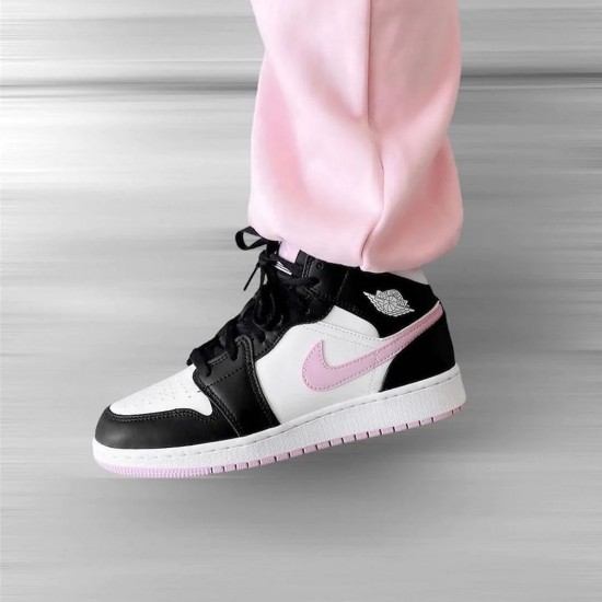 DC9035-100 Air Jordan 1 Mid White Black Light Arctic Pink White/Gray 