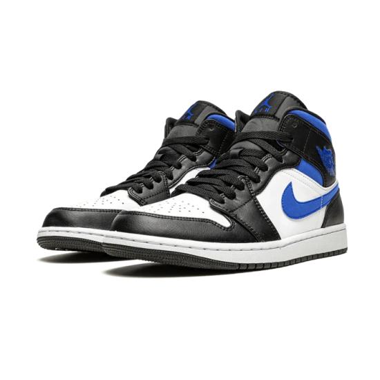 554724-140 Air Jordan 1 Mid White Black Royal White/Black/Racerblue