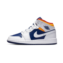 554725-131 Air Jordan 1 Mid White Laser Orange Deep Royal Blue White/Laserorange-Deeproyalblue