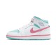 555112-102 Air Jordan 1 Mid White Pink Green Soar White/Digitalpink-Auroragreen-Soar