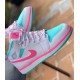 555112-102 Air Jordan 1 Mid White Pink Green Soar White/Digitalpink-Auroragreen-Soar