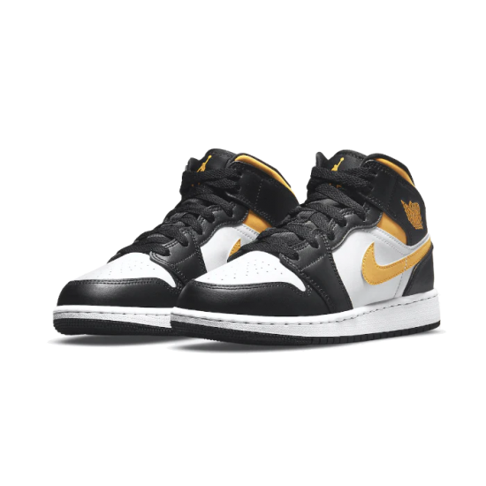 554725-177 Air Jordan 1 Mid White Pollen Black White/Pollen-Black