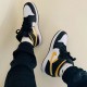 554725-177 Air Jordan 1 Mid White Pollen Black White/Pollen-Black