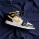 554725-177 Air Jordan 1 Mid White Pollen Black White/Pollen-Black