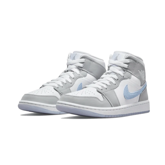 BQ6472-105 Air Jordan 1 Mid Wolf Grey Gray/White/Blue