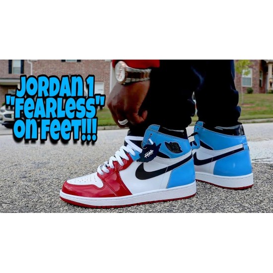 CK5666-100 Air Jordan 1 Retro High Fearless Unc Chicago White/University Blue-Black-Varsity Red