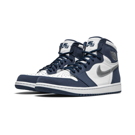 DC1788-100 Air Jordan 1 Retro High Midnight Navy (2020) White/Midnight Navy-Metallic Silver