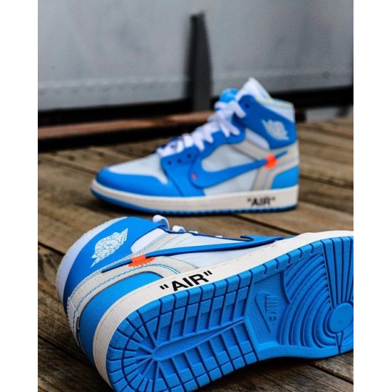 AQ0818-148 Air Jordan 1 Retro High Off-White University Blue White/Darkpowderblue-Cone