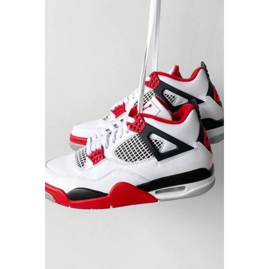 DC7770-160 Air Jordan 4 Retro Fire Red (2020) White/Black-Tech Gray-Fire Red 