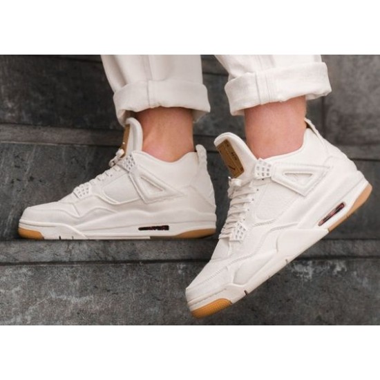 AO2571-100 Air Jordan 4 Retro Levi&#8217;S White White/White-White