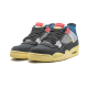 DC9533-001 Air Jordan 4 Retro Union Off Noir Off-Black/Brigade Blue-Dark Smoke Gray-Light