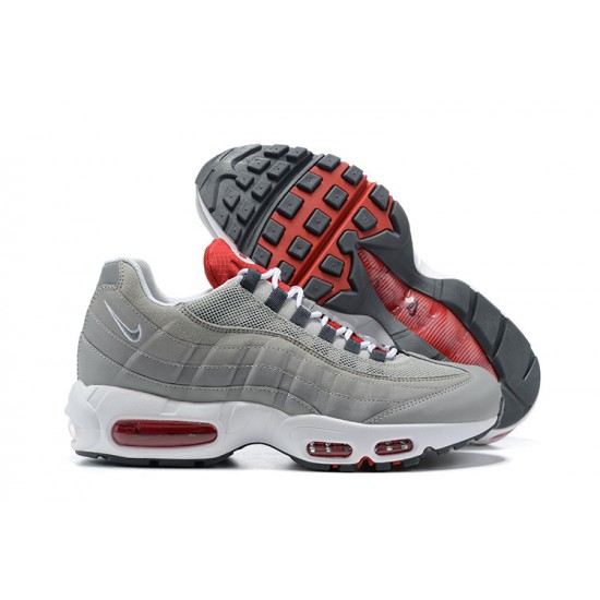 Men Sports Shoes Nike Air Max 95 TT Grey White and Red 