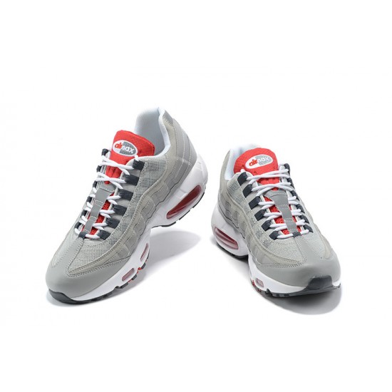 Men Sports Shoes Nike Air Max 95 TT Grey White and Red 