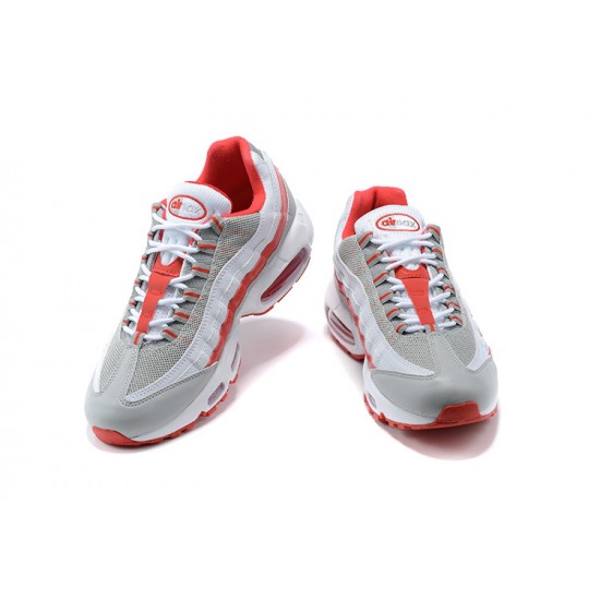 Men Sports Shoes Nike Air Max 95 TT White Red and Grey