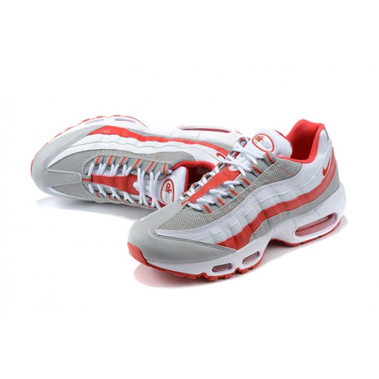 Men Sports Shoes Nike Air Max 95 TT White Red and Grey