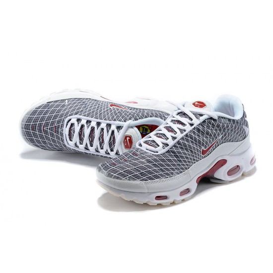 Men Sports Shoes Nike Air Max Plus Tn Grey and White