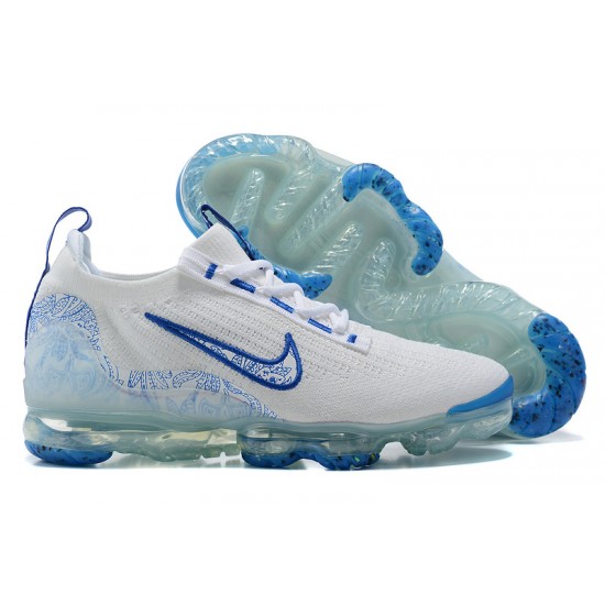 Women/Men Sports Shoes Nike Air VaporMax 2021 Flyknit White and Blue