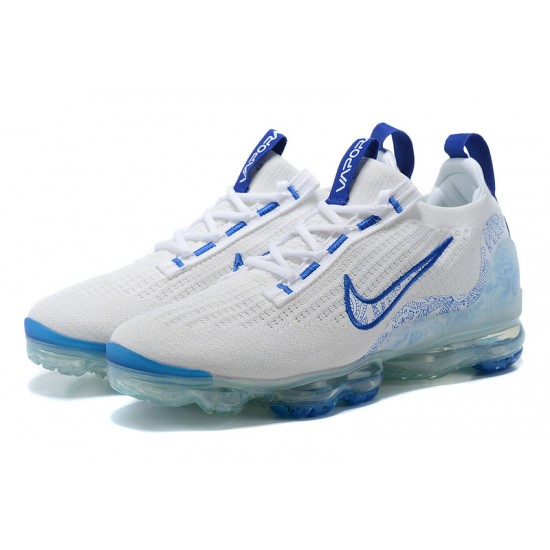 Women/Men Sports Shoes Nike Air VaporMax 2021 Flyknit White and Blue