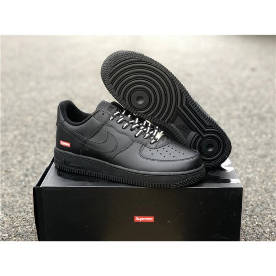 CU9225-001 Air Force 1 Low Black Supreme Black/Black 