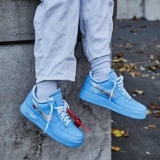 CI1173-400 Air Force 1 Low Off-White Mca University Blue University Blue/Metallic Silver-Whit 