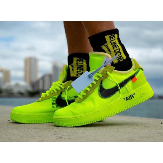 AO4606-700 Air Force 1 Low Off-White Volt Volt/Hyper Jade-Cone-Black 