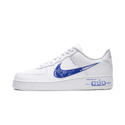 CW7581-100 Air Force 1 Low Sketch Blue Swoosh  White/Blue