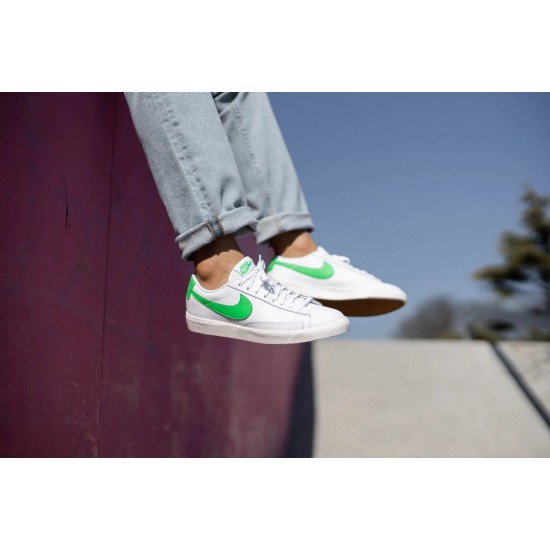 CI6377-105 Blazer Low Leather Green Spark White/Green Spark- Sail 