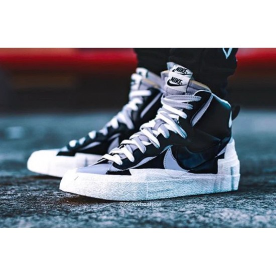 BV0072-002 Blazer Mid Sacai Black Gray Black/White-Wolf Gray-Black 