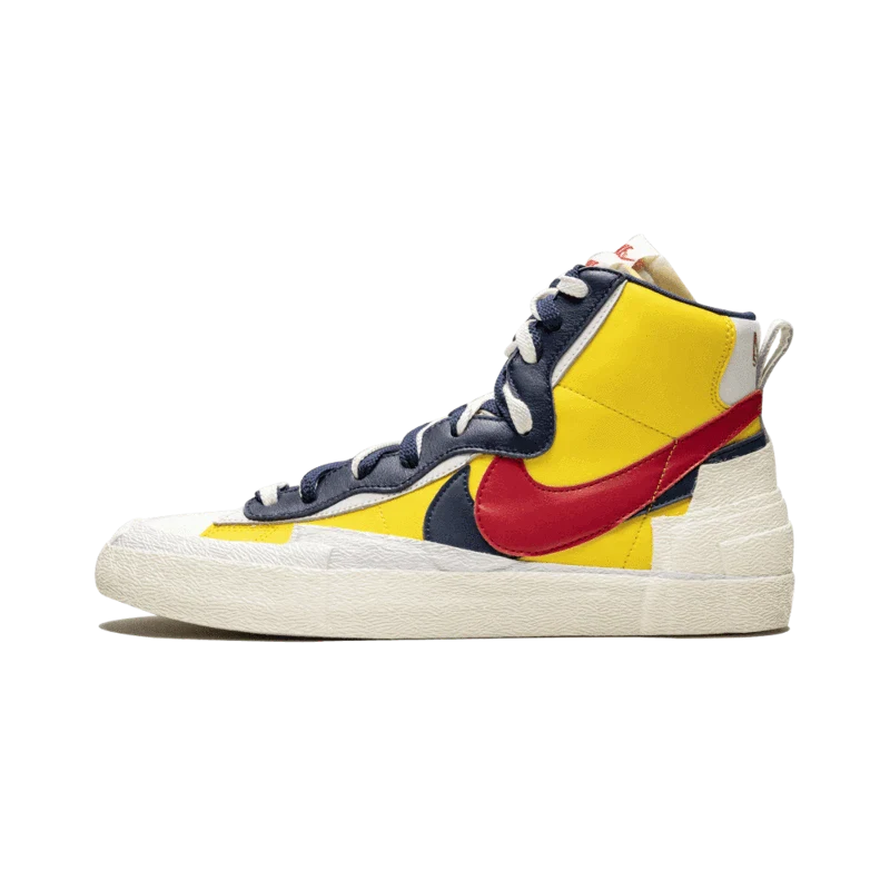 BV0072-700 Blazer Mid Sacai Snow Beach White/Obsidian-University Red-Varsity Maize 