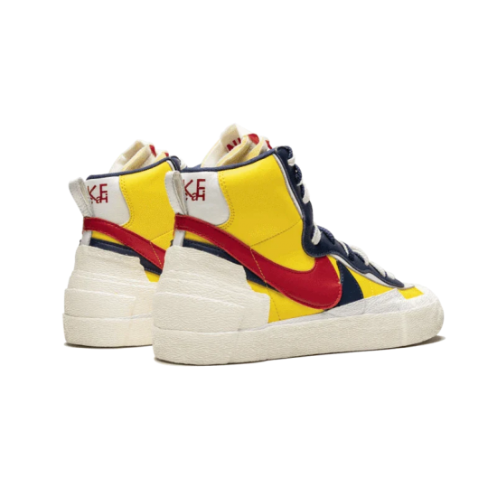 BV0072-700 Blazer Mid Sacai Snow Beach White/Obsidian-University Red-Varsity Maize 